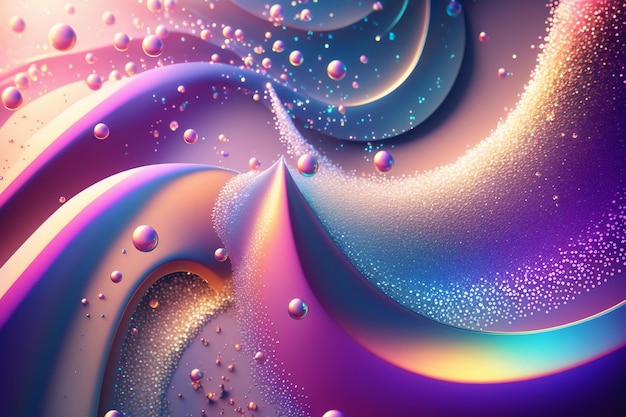 Beautiful abstract background with glitter Vivid holographic colors Iridescent backdrop Trendy design Generative AI