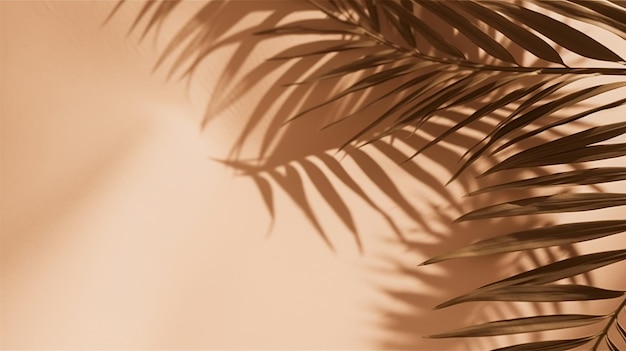 Красивый абстрактный баннер с зелеными пальмовыми листьями тень бежевый на белом фоне Концепция естественного листа Зеленый естественный фон Текстура листа пальмы Летняя концепция Абстрактный цветочный узор