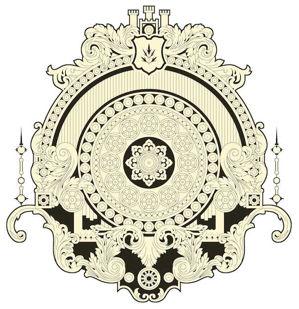 Beautiful abstract baroque ornament motif used to design textile fabric frame pattern interior