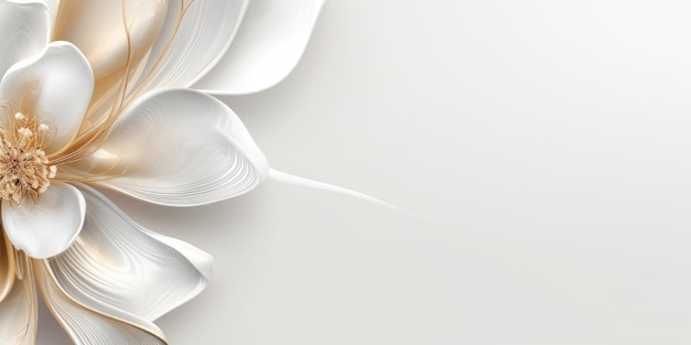 写真 美しい抽象的なベージュと白の光沢のあるメタリックな花柄の背景に美しい生成 ai aig32