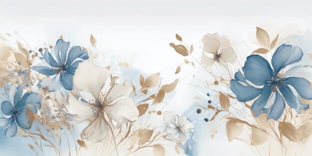 Beautiful abstract beige blue offwhite watercolor floral design background beautiful Generative AI AIG32