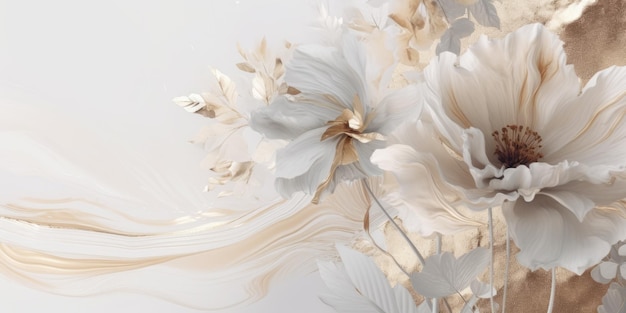 Beautiful abstract beige and white impressionistic floral design background Generative AI AIG32