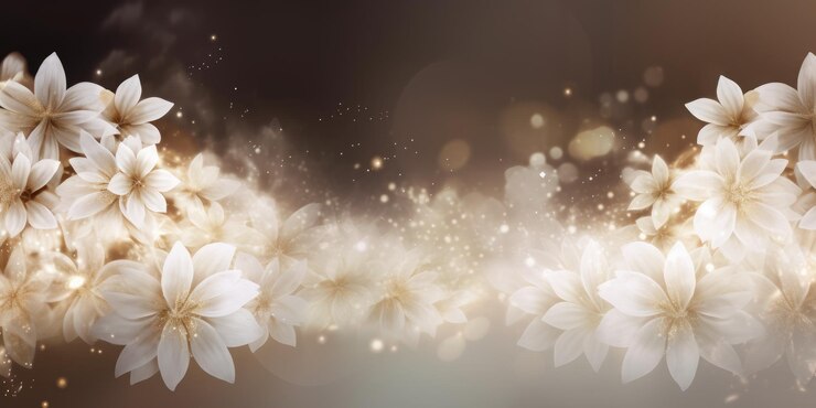 Photo 美しい抽象的なベージュと白の夜の写真の花柄の背景バナー生成 ai aig32