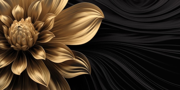 Фото Красивый абстрактный черно-золотой роскошный карандашный рисунок цветочный дизайн фон баннер generative ai aig32