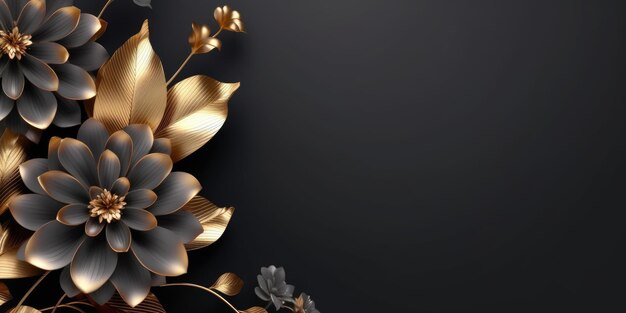 Beautiful abstract black and gold luxury floral design background beautiful Generative AI AIG32