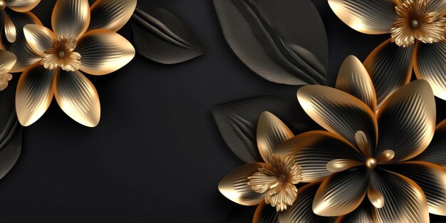 Beautiful abstract black and gold luxury floral design background beautiful Generative AI AIG32