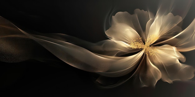 beautiful abstract black and gold luxury pencil drawing floral design background banner copy space