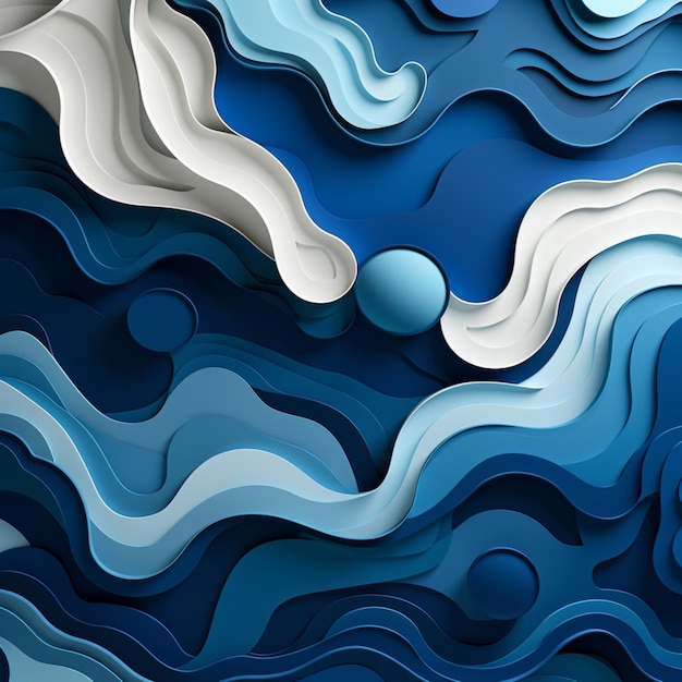 Beautiful abstract blue paper cut background image Ai generated art