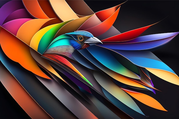 Beautiful abstract colorful bird splash smoke vibrant colors pattern generative ai