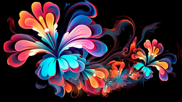 아름다운 추상적인 다채로운 꽃 디자인 생성 AI