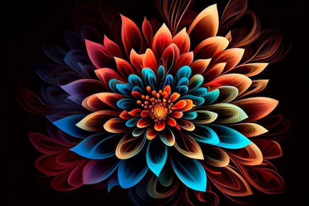 아름 다운 추상 화려한 꽃 디자인 생성 AI