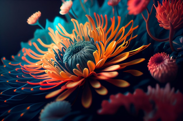 Beautiful abstract colorful flower design Generative AI