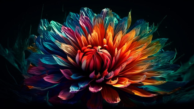 Beautiful abstract colorful flower design Generative AI