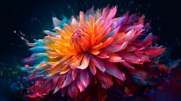 Beautiful abstract colorful flower design Generative AI