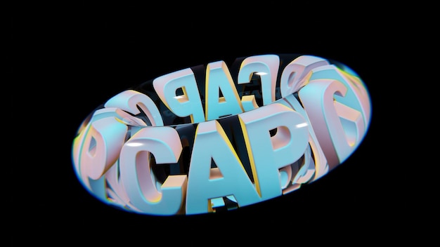 beautiful abstract colourful background words cap in a glass on a black background 3d rendering il