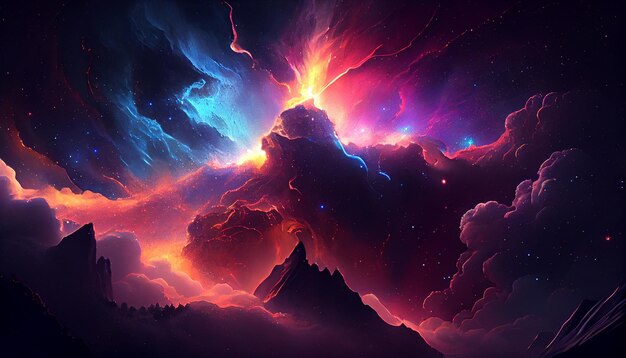 Beautiful abstract cosmic sky background Ai generated image