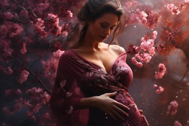 Beautiful abstract creative portrait of a pregnant woman aesthetics