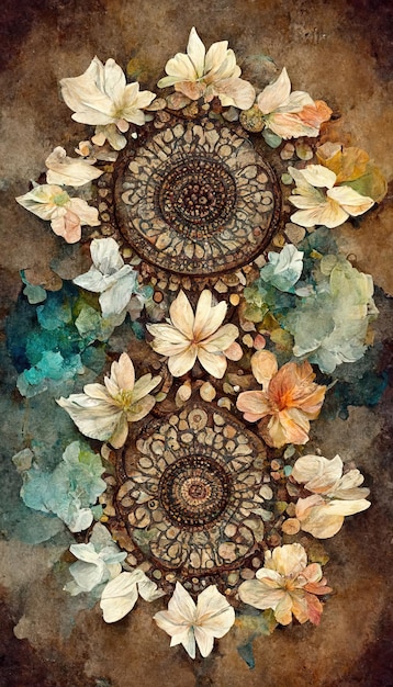 Beautiful abstract floral background art in earthy tones