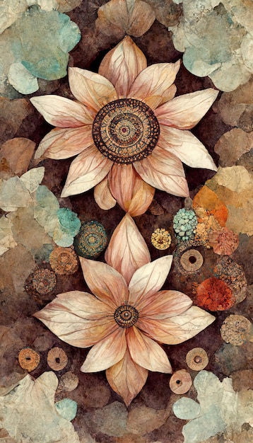 Beautiful abstract floral background art in earthy tones