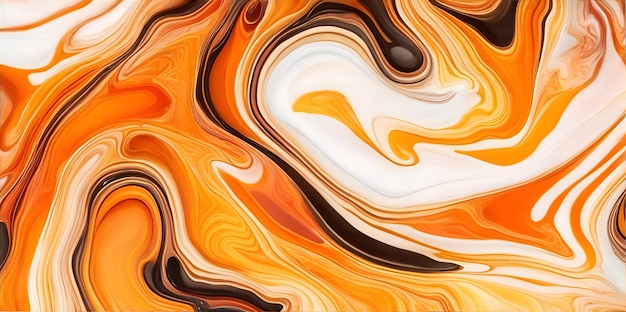 Beautiful abstract fluid art background texture ink and orange mixed texture generative ai