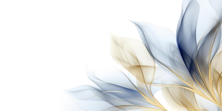 Photo beautiful abstract gold and blue transparent floral design background generative ai aig32