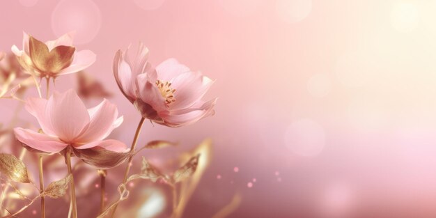 아름다운 추상 금색과 분홍색 안개 낀 아침 사진 꽃무늬 배경 배너 아름다운 생성 AI AIG32