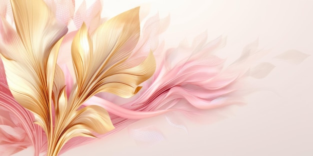 Beautiful abstract gold and pink pencil drawing floral design background beautiful Generative AI AIG32