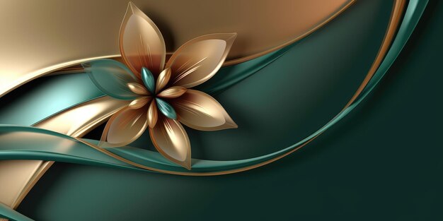 Красивый абстрактный зеленый коричневый блестящий металлический цветочный дизайн фона красивый генеративный AI AIG32
