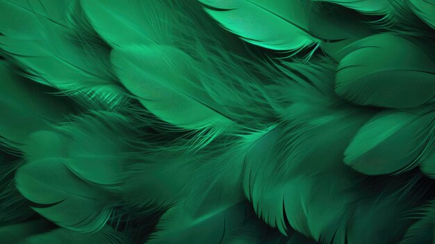 Beautiful abstract green feathers background feather texture AI