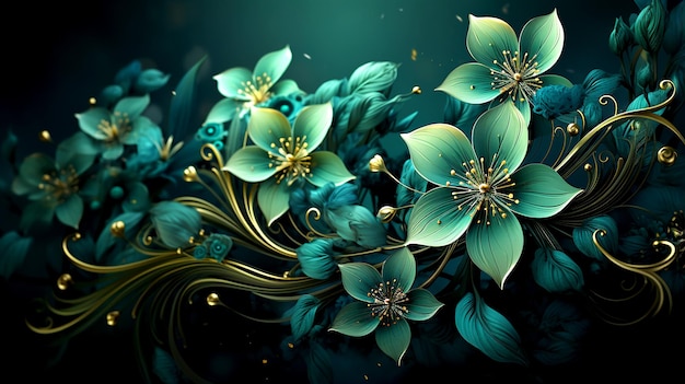 Beautiful abstract green floral wallpaper design