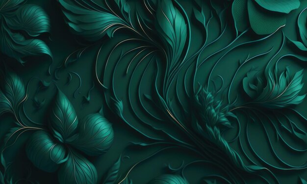 Beautiful abstract green floral wallpaper design