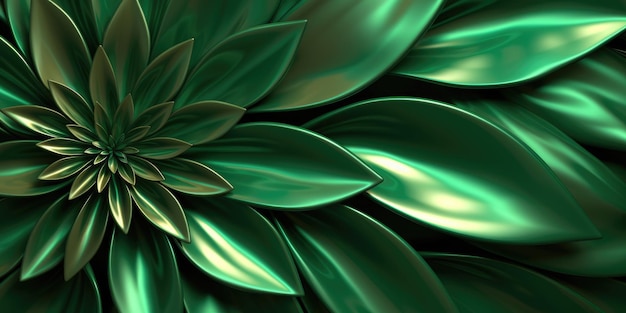 Beautiful abstract green glossy metallic floral design background beautiful Generative AI AIG32