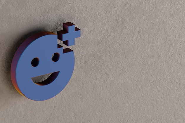 아름다운 추상적인 일러스트레이션 파란색 벽 배경에 반응 상징 아이콘을 추가 3d 렌더링 i