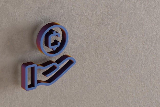 Красивые абстрактные иллюстрации синего цвета Криптовалюта Монета рука Токен символ иконы на стене бетон b
