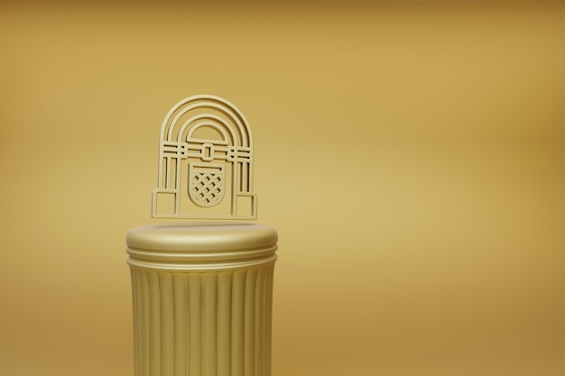 Beautiful abstract illustrations golden Vintage Jukebox music symbol icons on a golden column and wo