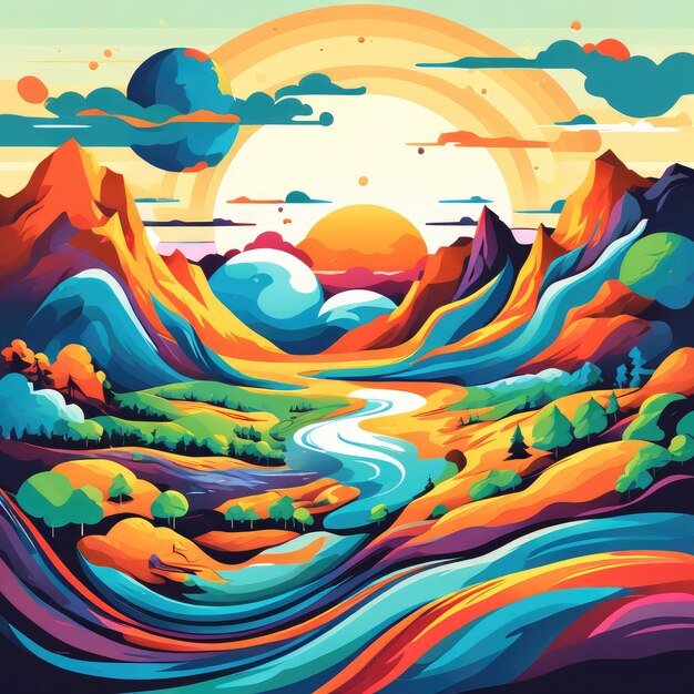 Beautiful abstract landscape Contemporary art design