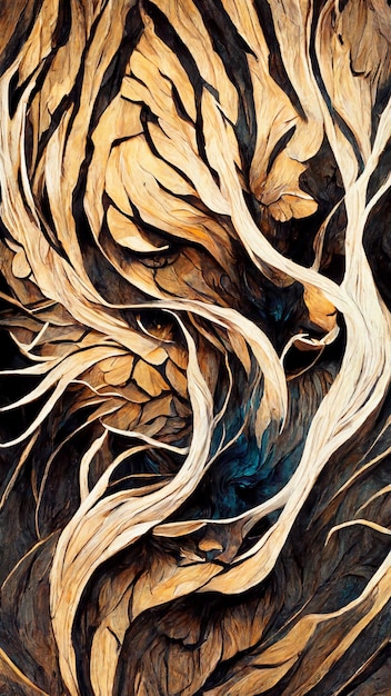 Beautiful abstract lion wood painting