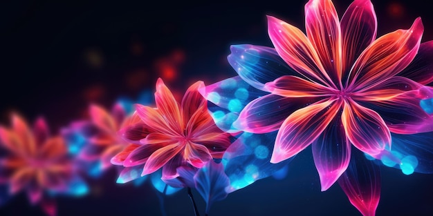 Photo beautiful abstract neon light floral design background beautiful generative ai aig32