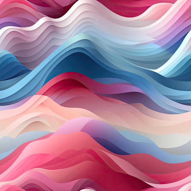 Красивый абстрактный рисунок волнистых волн в синем розовом и фиолетовом плитках
