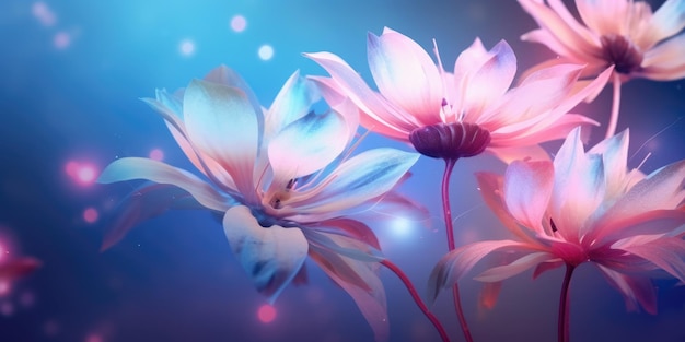 beautiful abstract pink blue pastel night photo floral design background banner beautiful generative ai aig32