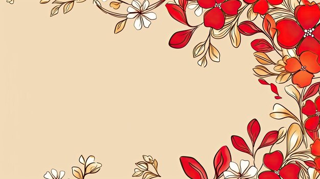 Beautiful abstract red and gold floral design