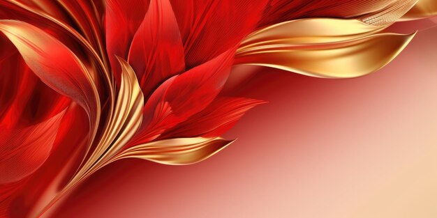 Photo beautiful abstract red and gold glossy metallic floral design background beautiful generative ai aig32