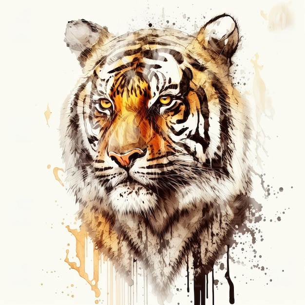 Beautiful abstract tiger portrait on white background