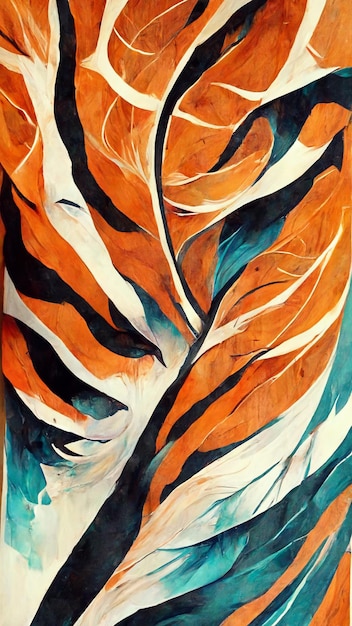 Beautiful abstract tiger wood painting 3d illustration