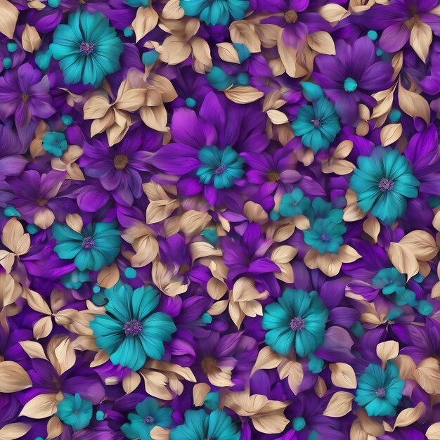 Beautiful abstract turquoise purple beige floral design background beautiful generative ai aig32