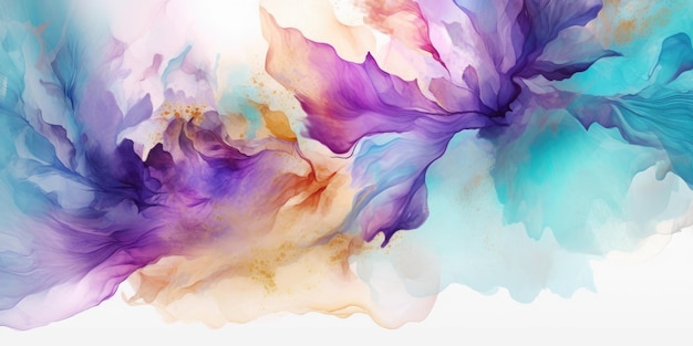 beautiful abstract turquoise purple beige watercolor floral design background beautiful Generative AI AIG32