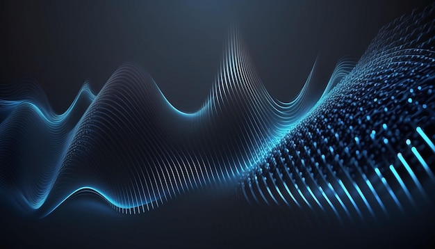 Beautiful abstract wave technology background with blue light digital effect corporate concept