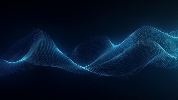 Beautiful abstract wave technology background with blue light digital effect corporate concept