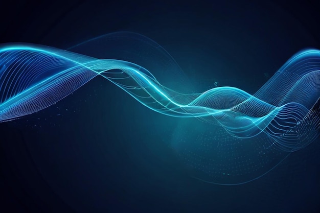 Beautiful abstract wave technology background with blue light digital effect corporate concept