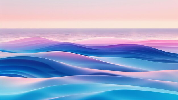 Фото Красивые абстрактные волны на фоне спокойного и очаровательного морского пейзажа